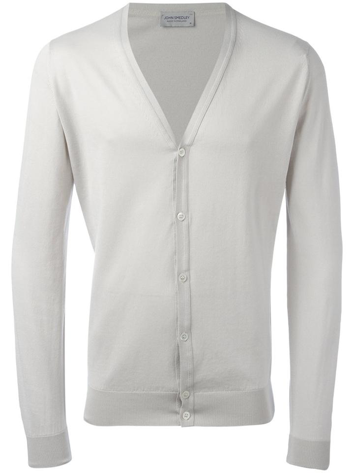 John Smedley Classic Knitted Cardigan, Men's, Size: Medium, Nude/neutrals, Cotton