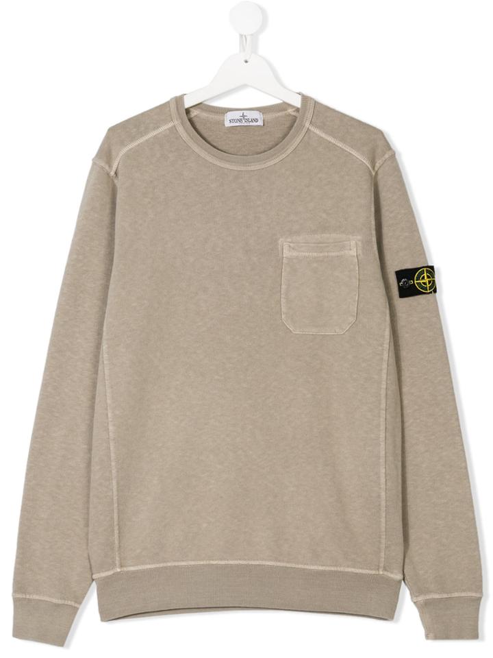 Stone Island Junior Patch Chest Pocket Sweatshirt - Brown