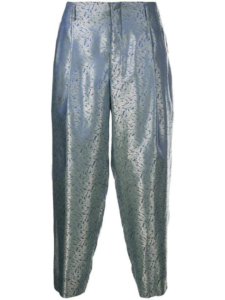 Comme Des Garçons Homme Plus Cropped Metallic Trousers - Blue