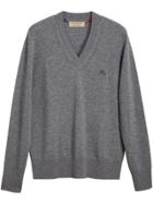 Burberry Cashmere V-neck Sweater - Grey