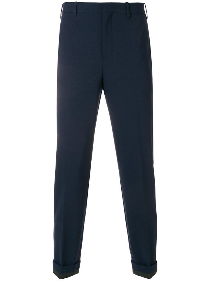 Neil Barrett Folded Cuff Cropped Trousers - Blue