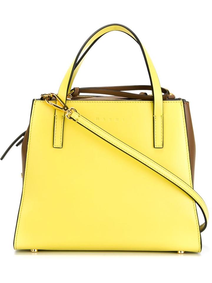 Marni Colour Block Tote, Women's, Green, Calf Leather