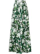 Dolce & Gabbana White Geranium Printed Maxi Skirt - Green