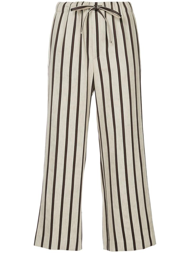 Astraet Striped Cropped Trousers - Brown