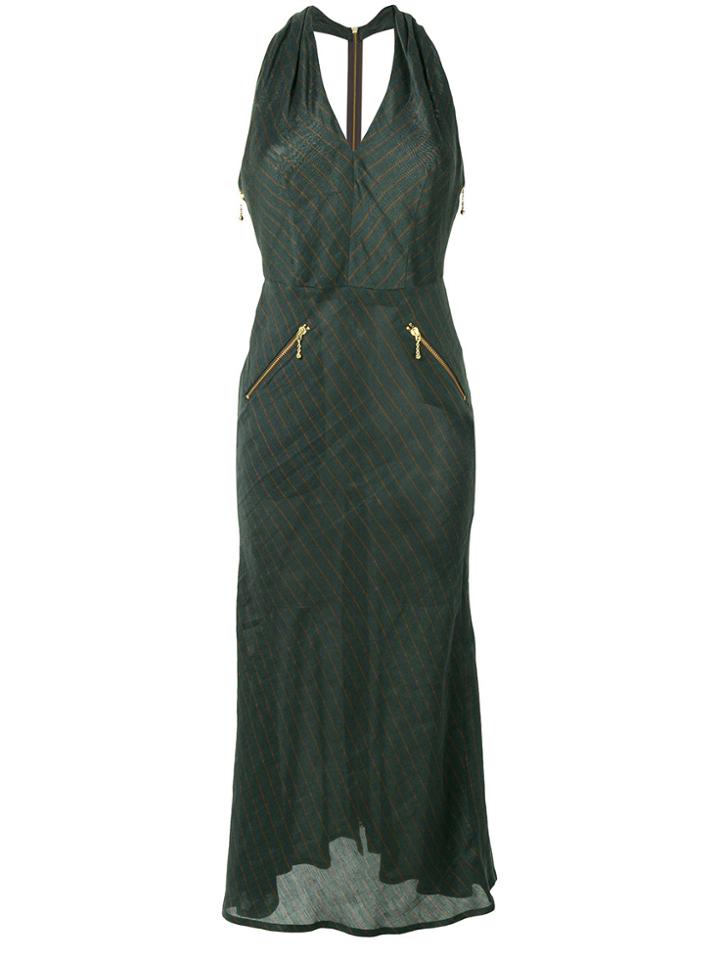 Jean Paul Gaultier Vintage Pinstriped Halterneck Dress - Green