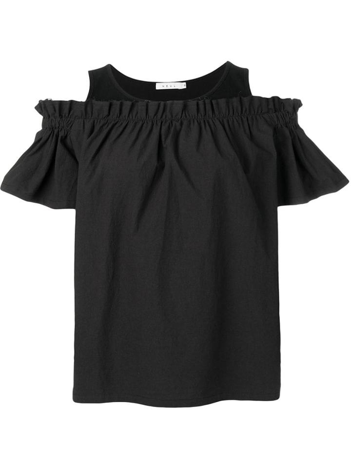 Neul Off Shoulder Style Blouse - Black