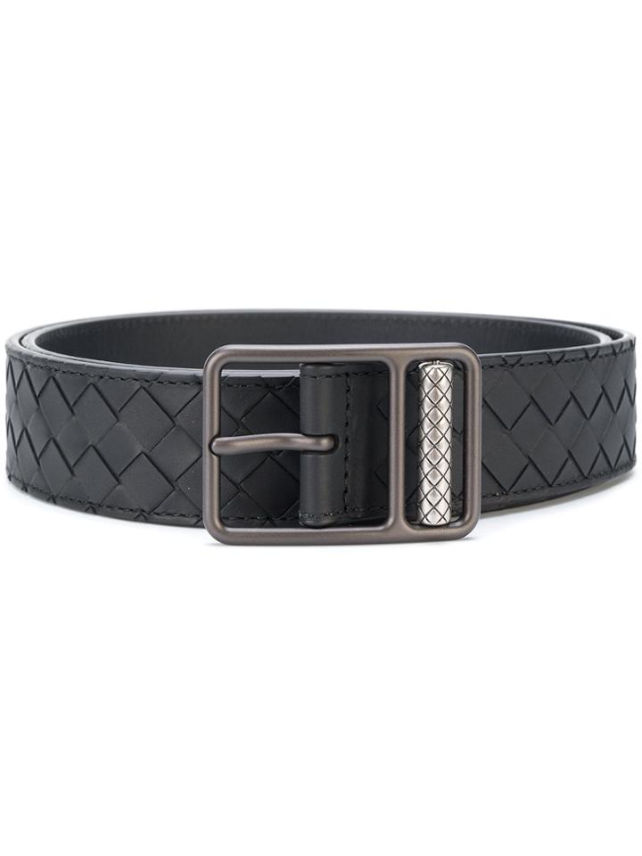 Bottega Veneta Nero Intreciato Calf Belt - Black
