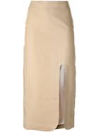 Jacquemus Side Slit Midi Skirt, Women's, Size: 36, Nude/neutrals, Linen/flax