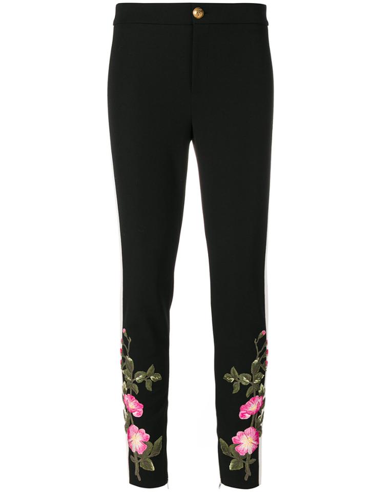 Gucci Floral Embroidery Skinny Trousers - Black
