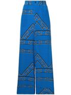 Ganni Floral Pattern Wide Leg Trousers - Blue