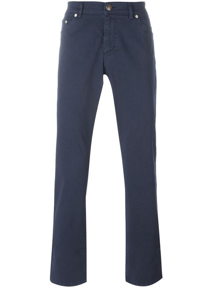Etro Straight Leg Jeans, Men's, Size: 32, Blue, Cotton/spandex/elastane