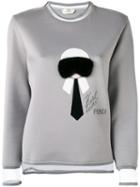 Fendi - 'karl' Fur Trim Sweatshirt - Women - Silk/cotton/mink Fur/polyester - 40, Grey, Silk/cotton/mink Fur/polyester