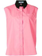 Prada Contrast Collar Sleeveless Shirt - Pink & Purple