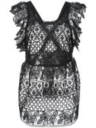 Anna Sui Perforated Lace Blouse - Black