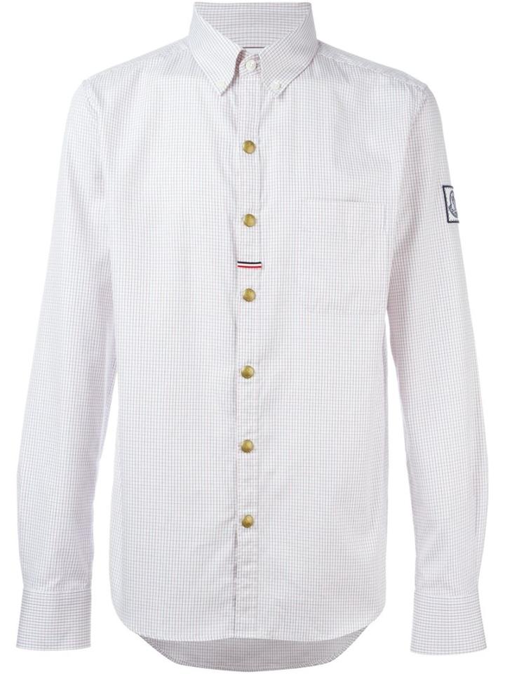 Moncler Gamme Bleu Checked Shirt, Men's, Size: 0, White, Cotton