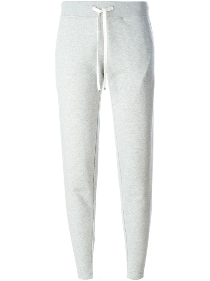 Moncler Grosgrain Trim Track Pants, Women's, Size: Medium, Grey, Cotton
