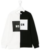 Msgm Kids - Logo Print Monochrome Sweatshirt - Kids - Cotton - 10 Yrs, White