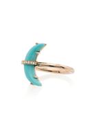 Andrea Fohrman 14k Yellow Gold Small Crescent Moon Diamond Ring - Blue