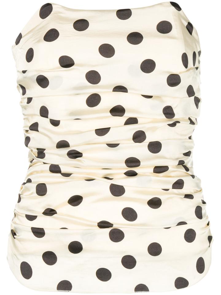 Hache Ruched Polka Dot Corset Top - Nude & Neutrals