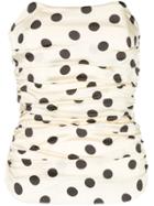 Hache Ruched Polka Dot Corset Top - Nude & Neutrals