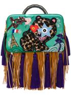 The Volon Fringe And Embroidered Clutch - Multicolour