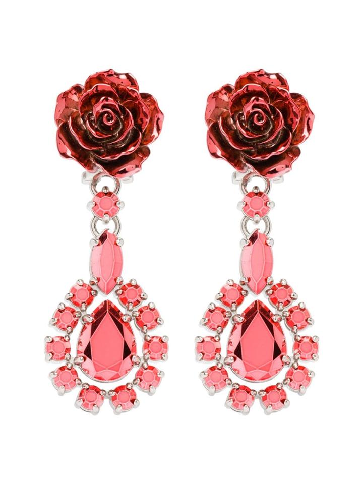Prada Rose Drop Earrings - Pink