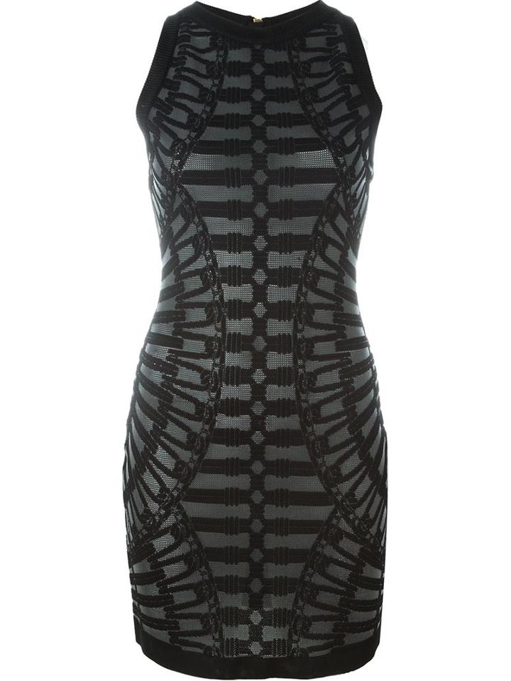 Balmain Embossed Detail Dress, Women's, Size: 36, Black, Viscose/polyamide