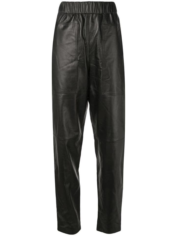 Tibi Tapered Leather Trousers - Black