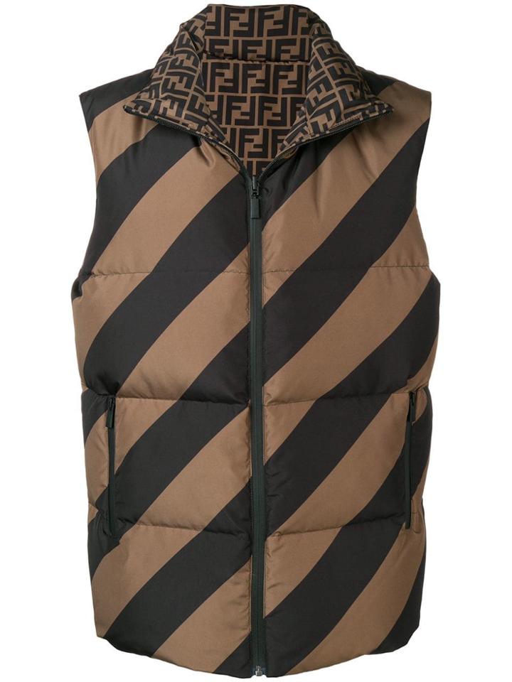 Fendi Reversible Quilted Gilet - Brown
