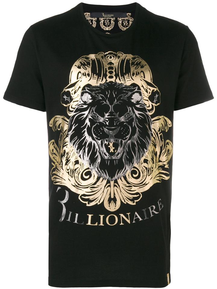 Billionaire Leonardo Metallic Print T-shirt - Black
