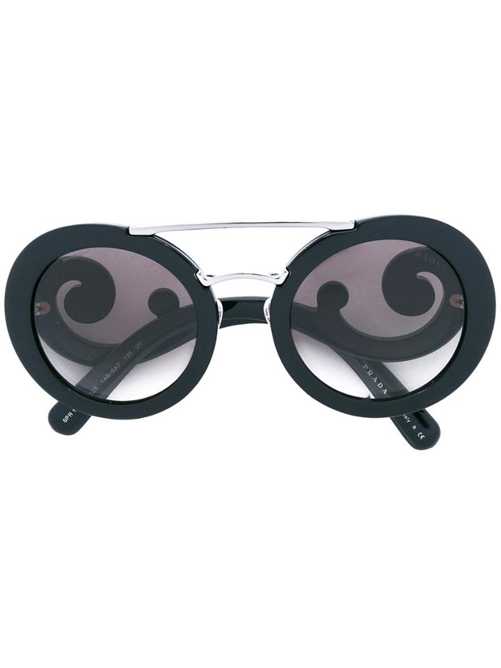 Prada Eyewear Baroque Frame Sunglasses - Black