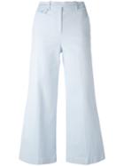 Theory - Wide Leg Cropped Trousers - Women - Cotton/spandex/elastane - 4, Blue, Cotton/spandex/elastane