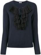 P.a.r.o.s.h. Frill Embroidered Knitted Sweater - Blue