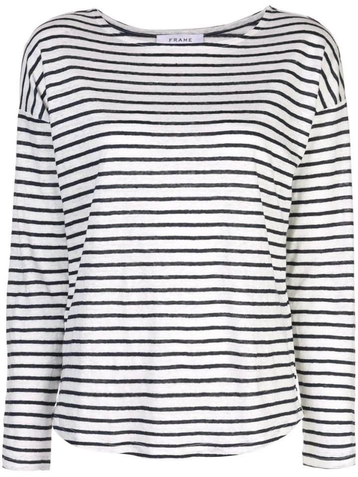 Frame Long Sleeve Striped Top - White