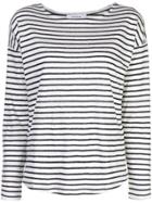 Frame Long Sleeve Striped Top - White