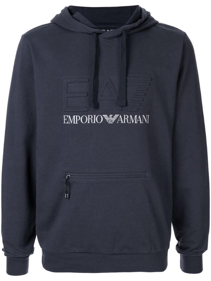 Ea7 Emporio Armani Printed Logo Hoodie - Blue