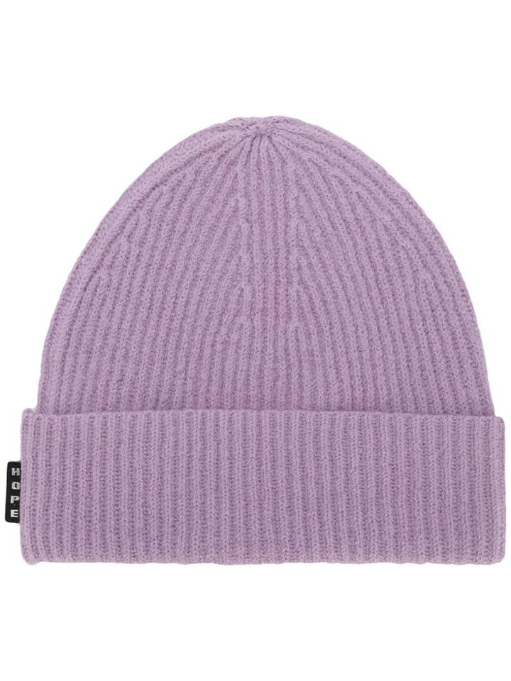 Hope Ribbed Knit Beanie - Purple