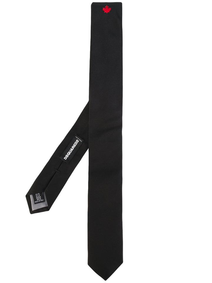 Dsquared2 Leaf Embroidered Tie - Black