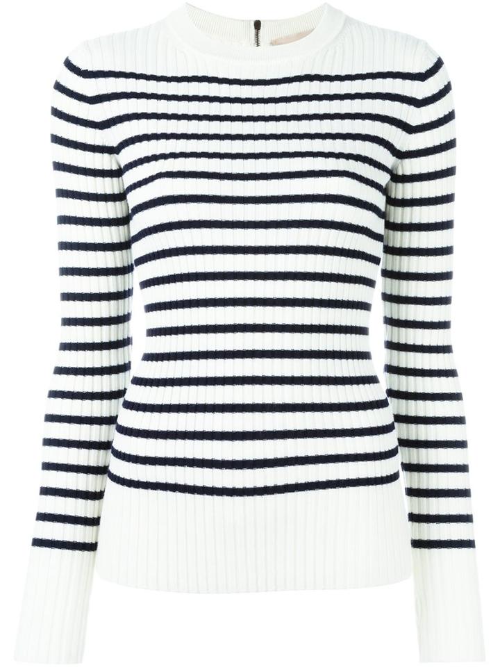 Erika Cavallini Striped Jumper, Women's, Size: Large, Nude/neutrals, Virgin Wool