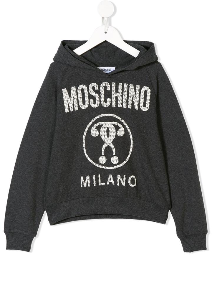 Moschino Kids Teen Logo Hoodie - Grey