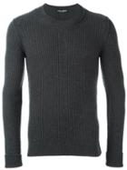 Dolce & Gabbana Ribbed Jumper, Men's, Size: 50, Grey, Virgin Wool