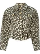 Jean Paul Gaultier Vintage Leopard Print Denim Jacket, Women's, Size: Small, Nude/neutrals