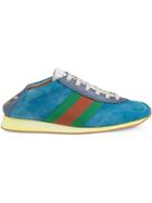 Gucci Suede Sneaker With Web - Blue