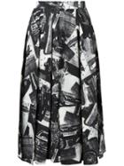 Veronique Leroy Printed Skirt, Women's, Size: 36, Black, Wool