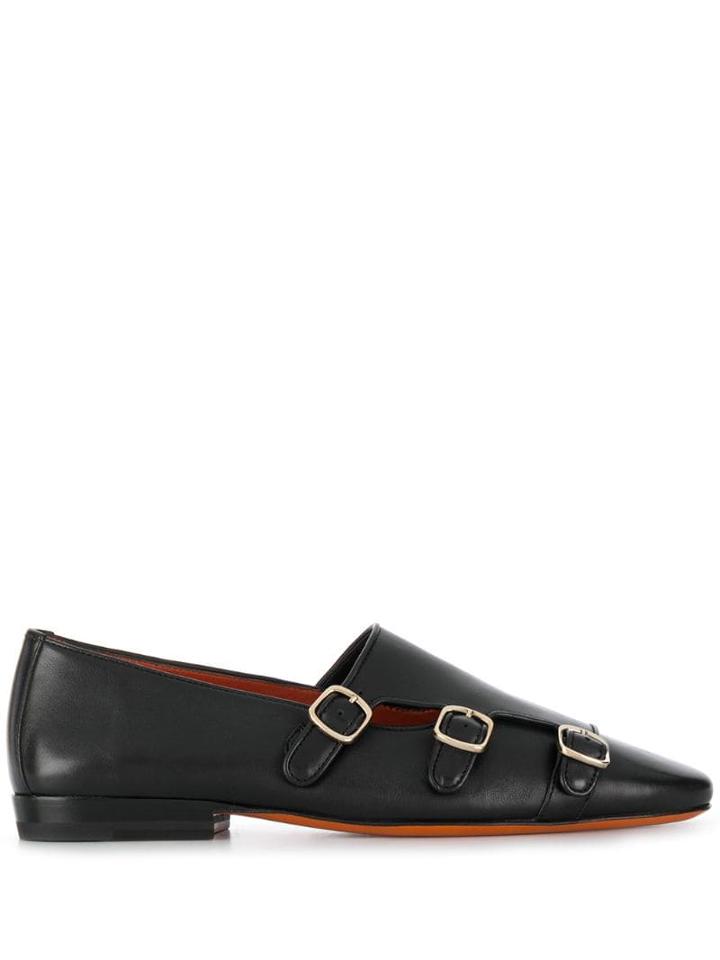 Santoni Triple Buckled Loafers - Black