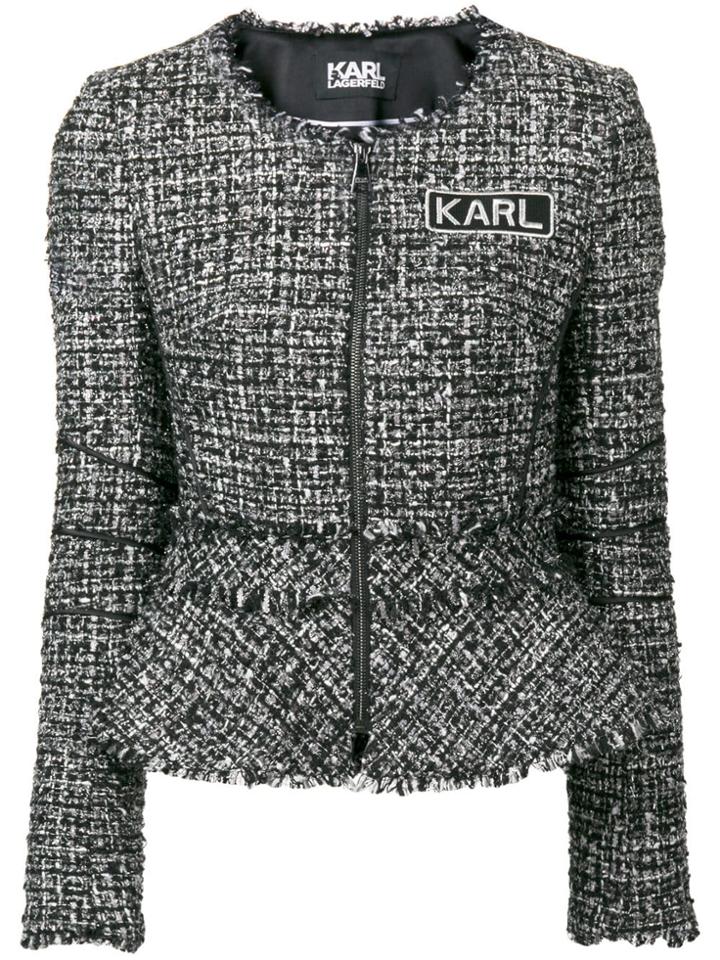 Karl Lagerfeld Bouclé Peplum Jacket - Black
