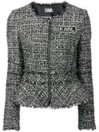 Karl Lagerfeld Bouclé Peplum Jacket - Black
