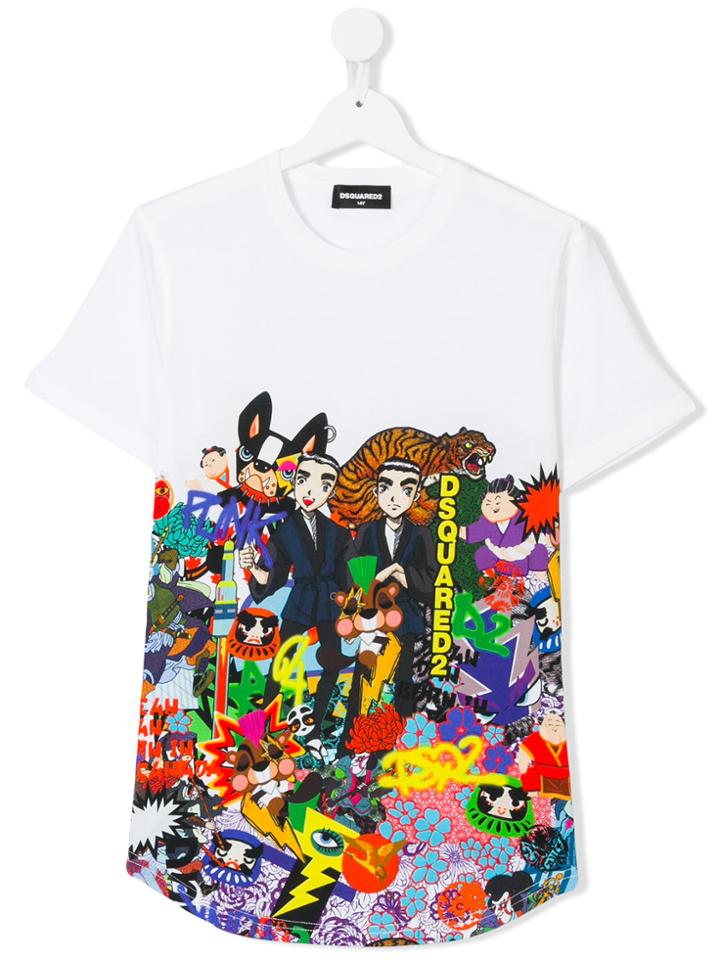 Dsquared2 Kids Cartoons Print T-shirt - White