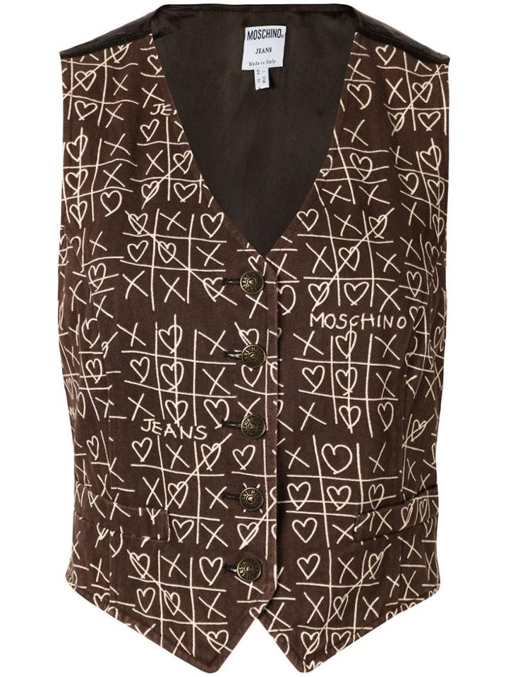 Moschino Pre-owned Noughts And Crosses Print Waistcoat - Brown