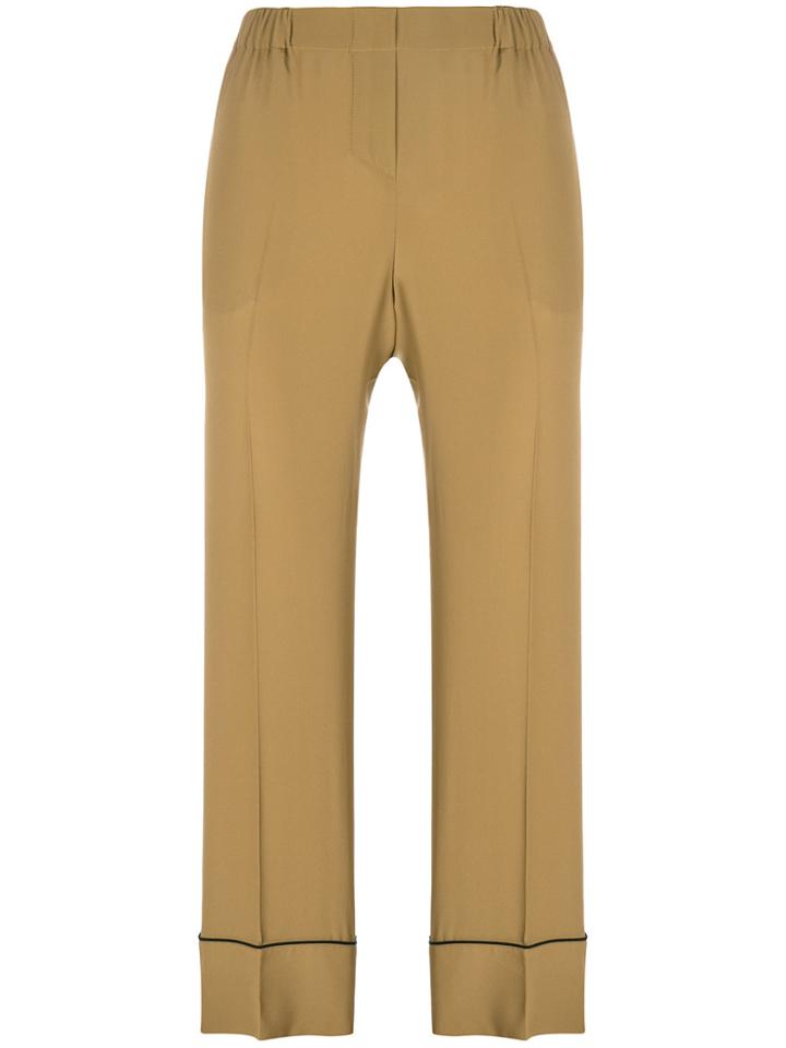 No21 Cropped Wide-leg Trousers - Brown